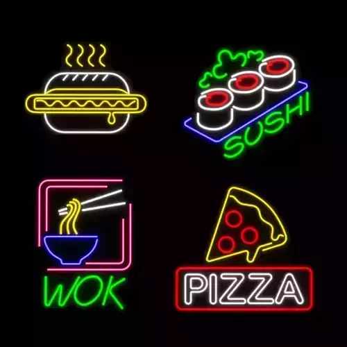 Neon sign Pizza Low-poly 3D model