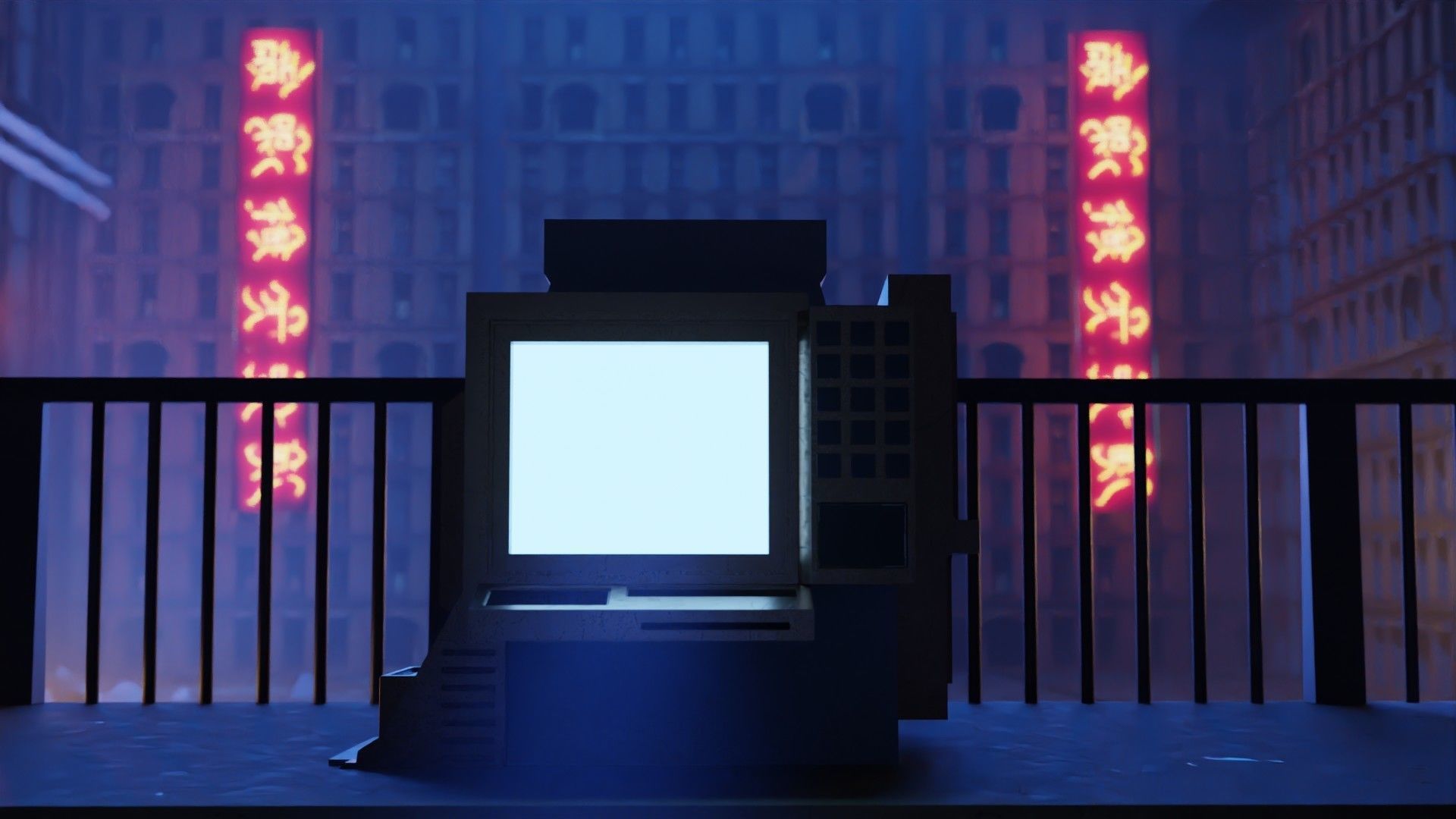 Concept Art Low Poly foggy industrial interior 3D Low-poly 3D model_2