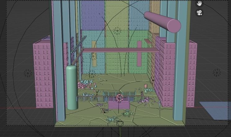 Concept Art Low Poly foggy industrial interior 3D Low-poly 3D model_7