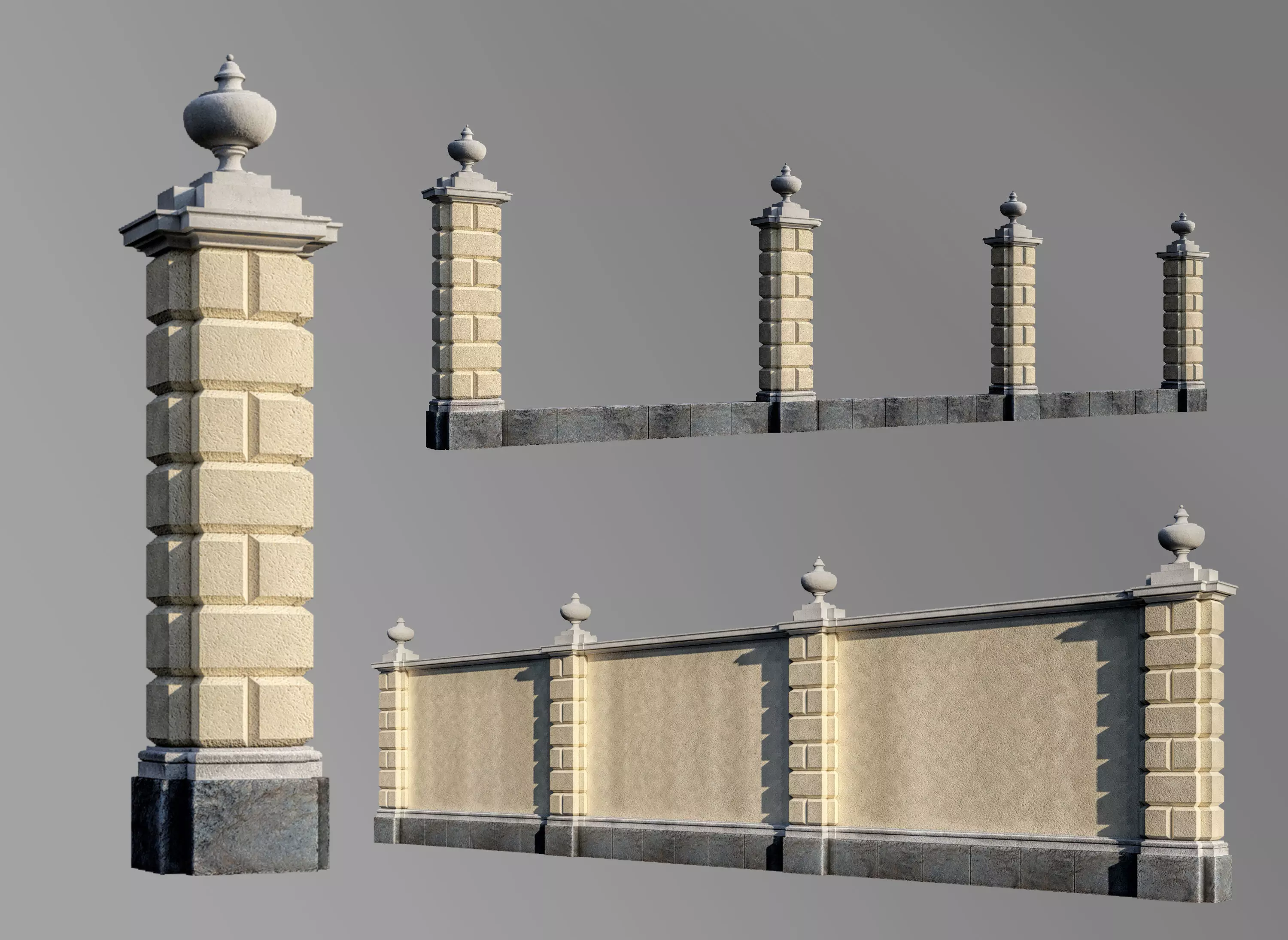 classic fence PIERS FOR GATES 3D model_0