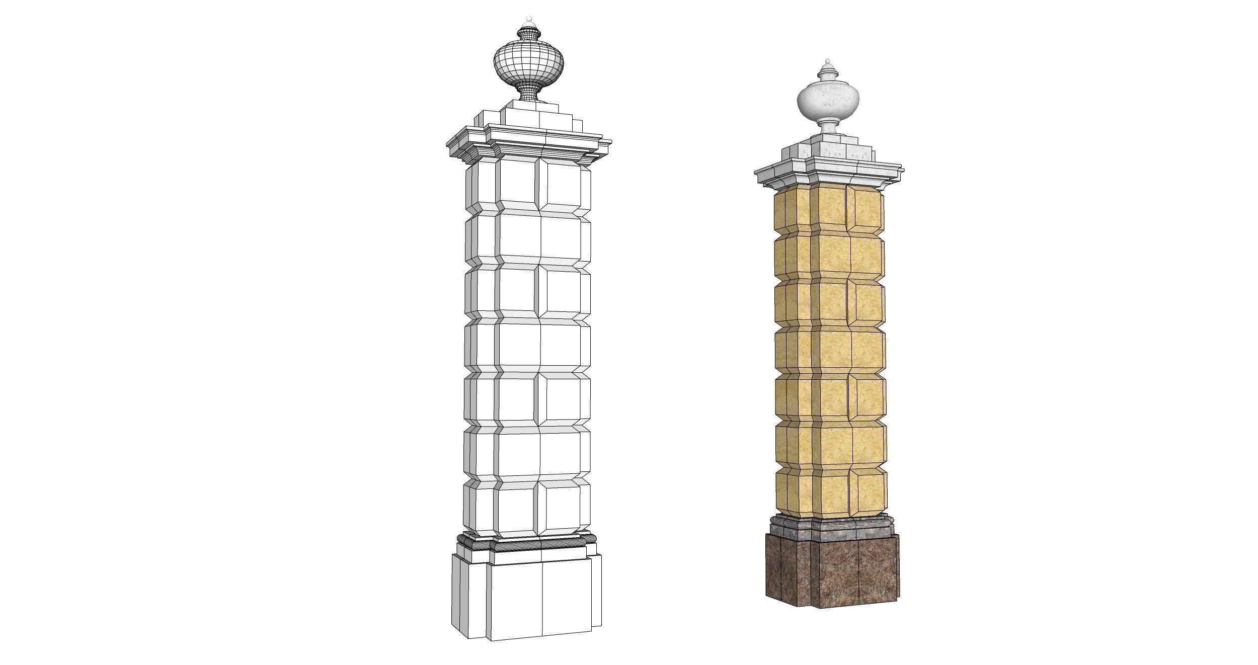 classic fence PIERS FOR GATES 3D model_8