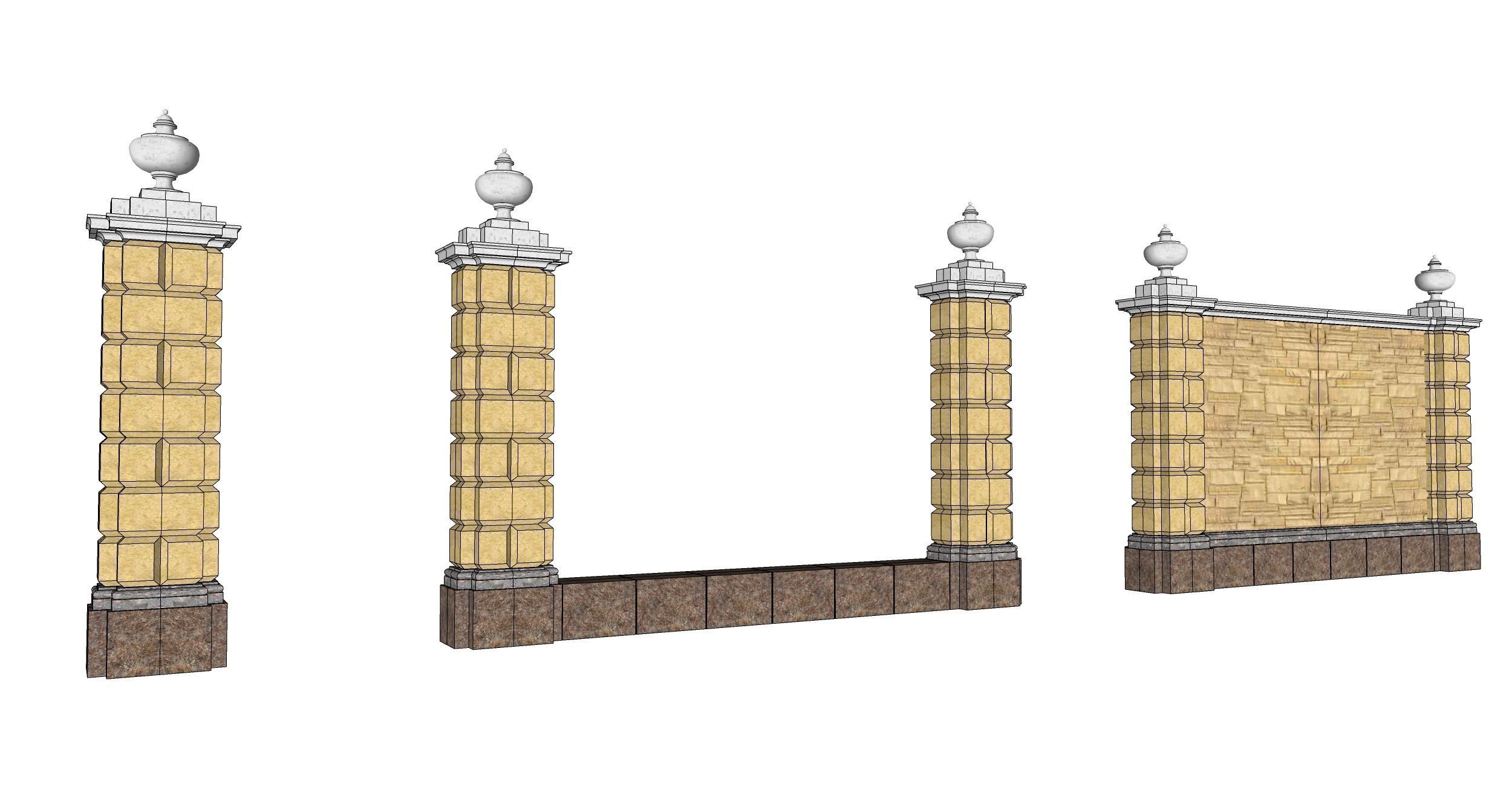 classic fence PIERS FOR GATES 3D model_10