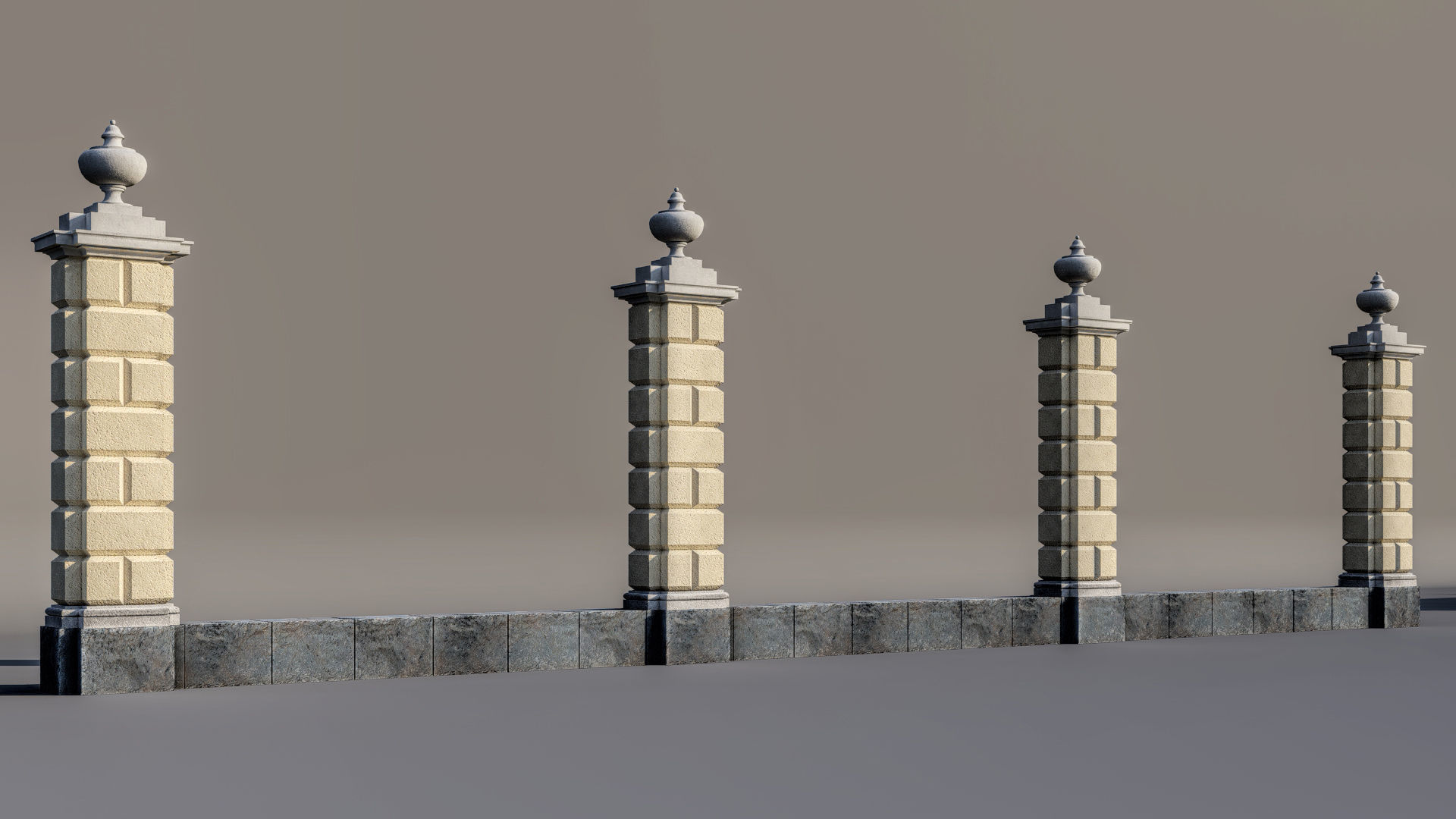 classic fence PIERS FOR GATES 3D model_3