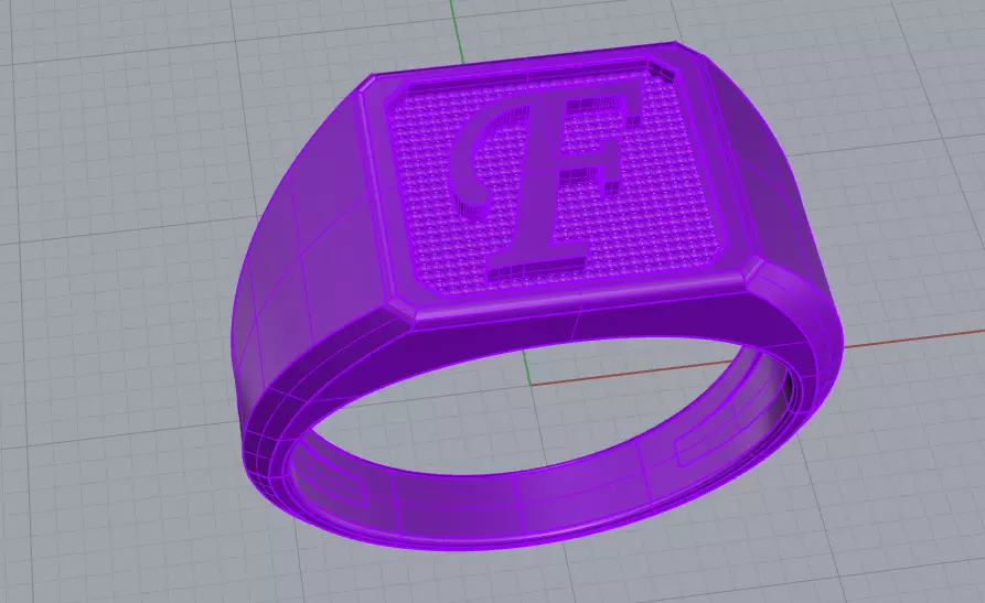 Anel Chevalier letra F  3D print model_0