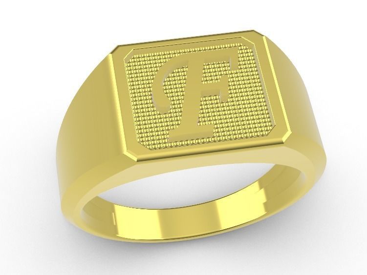 Anel Chevalier letra F  3D print model_1