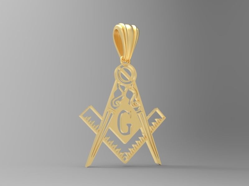 The Square and Compasses Masonic Pendant 3D print model_10