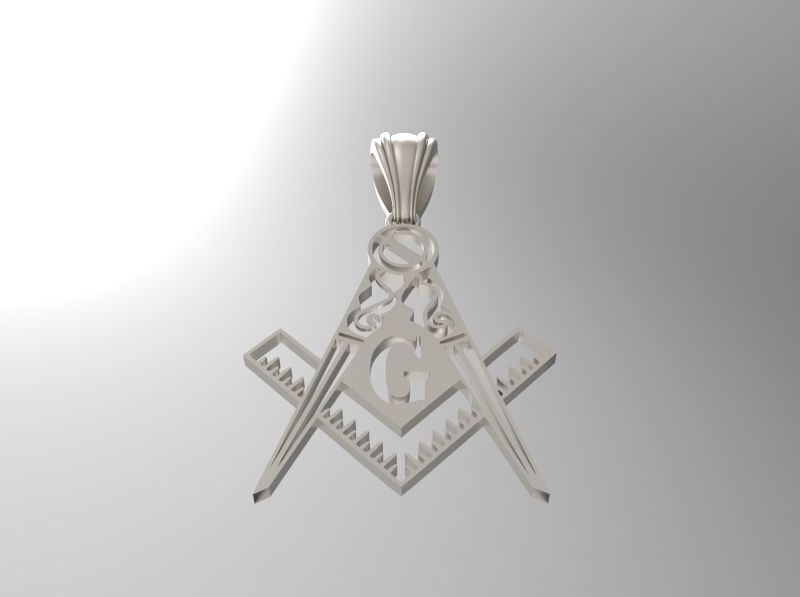 The Square and Compasses Masonic Pendant 3D print model_11