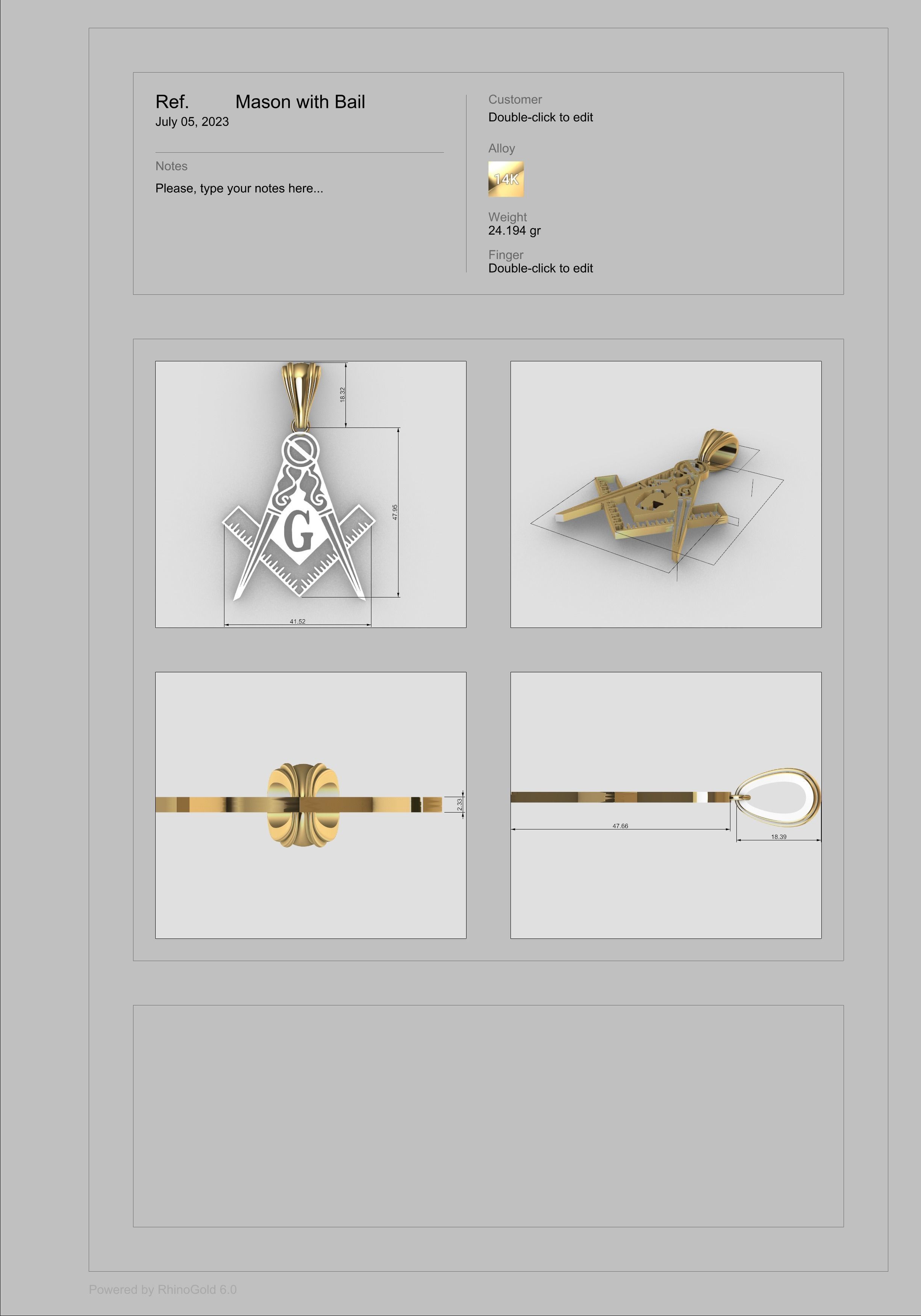 The Square and Compasses Masonic Pendant 3D print model_6