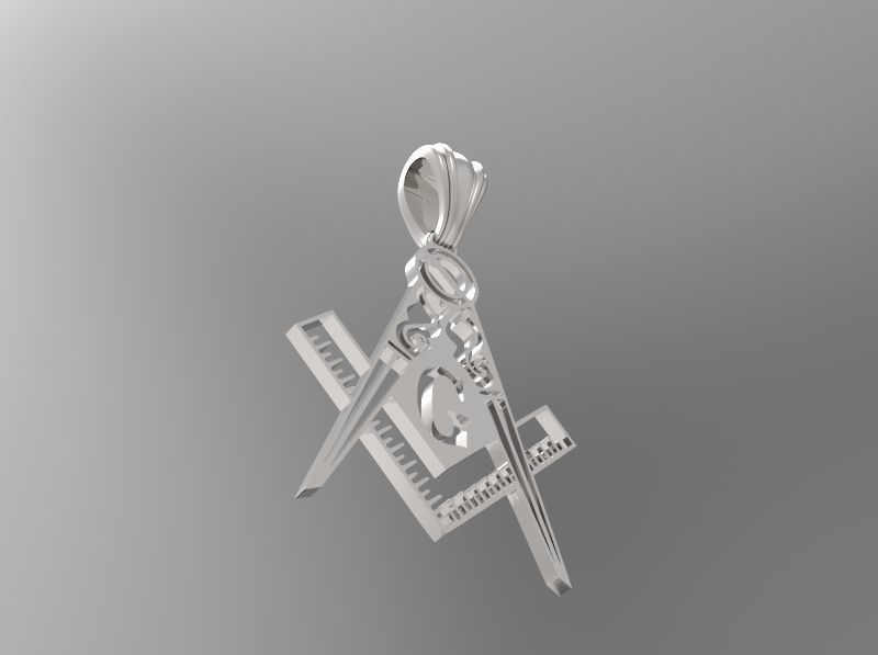 The Square and Compasses Masonic Pendant 3D print model_12