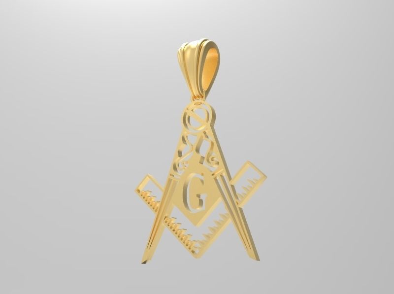 The Square and Compasses Masonic Pendant 3D print model_9