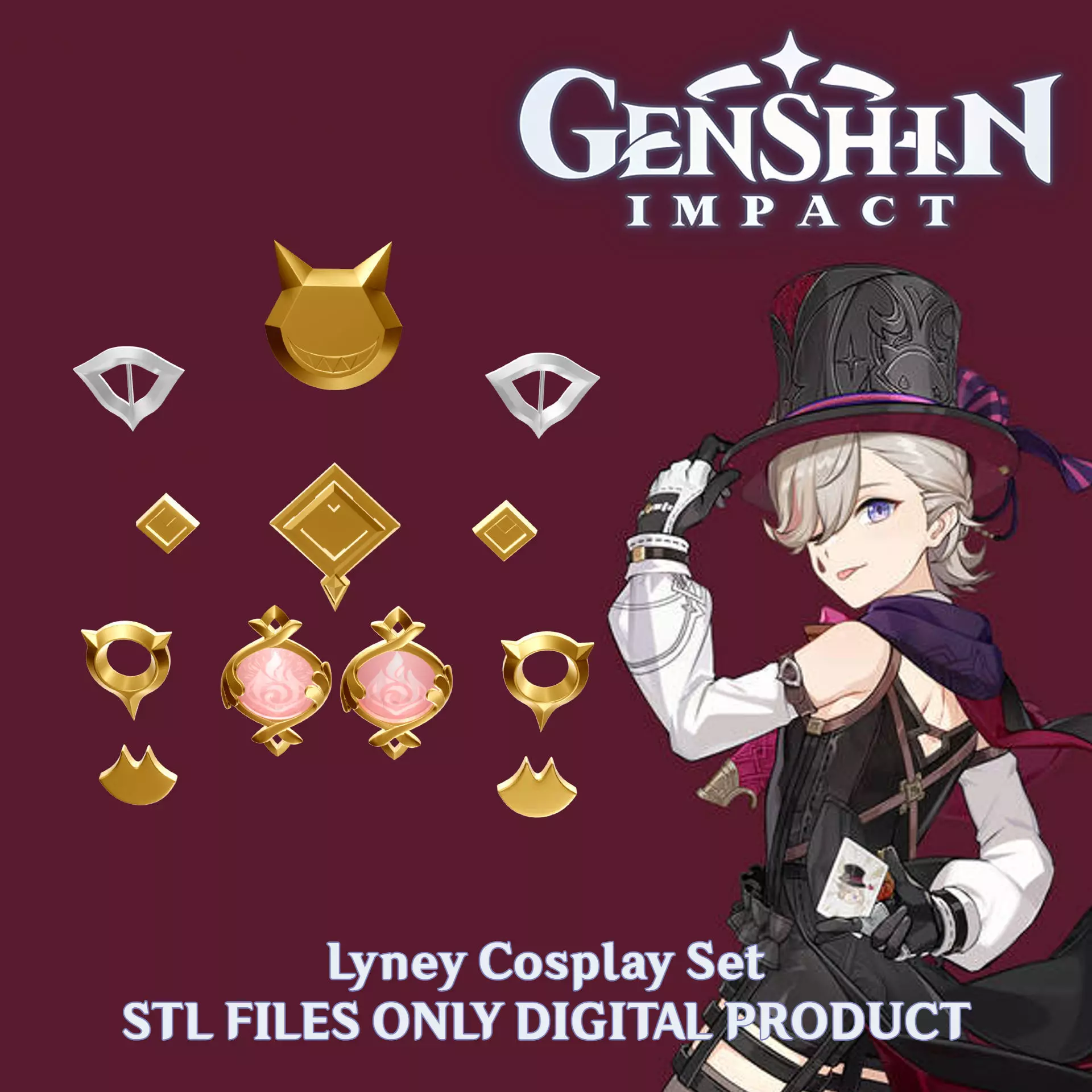 Lyney Cosplay Set Genshin Impact 3D print model_0