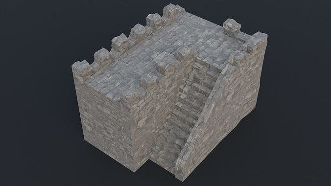 Modular castle old medieval tower kit Low-poly 3D model 6