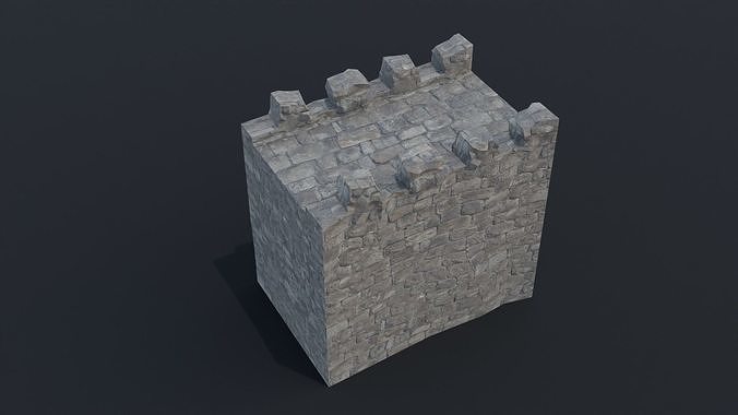 Modular castle old medieval tower kit Low-poly 3D model 7
