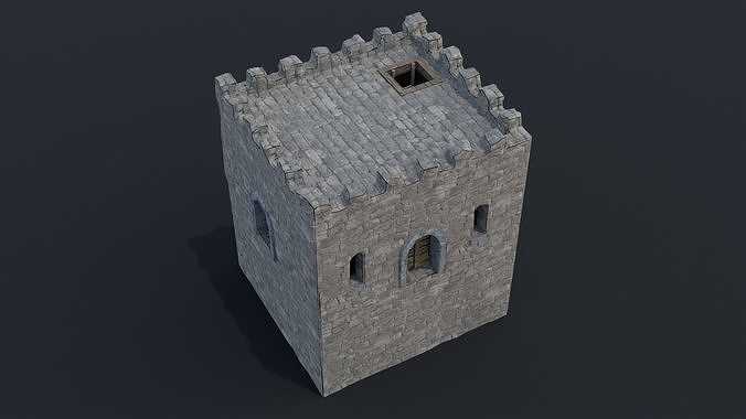 Modular castle old medieval tower kit Low-poly 3D model 2