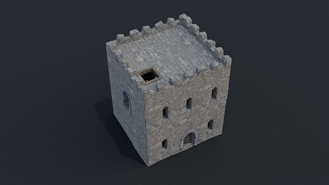 Modular castle old medieval tower kit Low-poly 3D model 3
