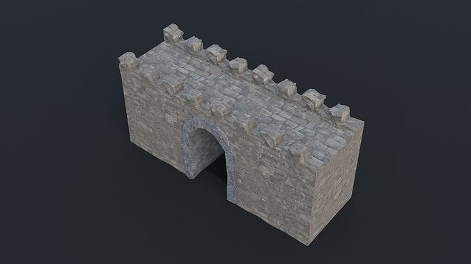 Modular castle old medieval tower kit Low-poly 3D model 5