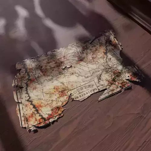 3D Worn Map of Mississippi model