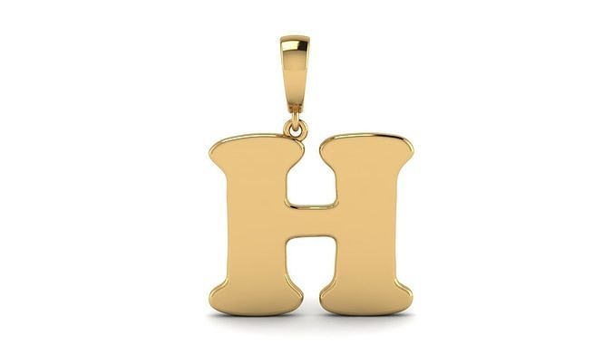 Pendant Alphabet Letter H 15 mm Cooper Black 3D print model