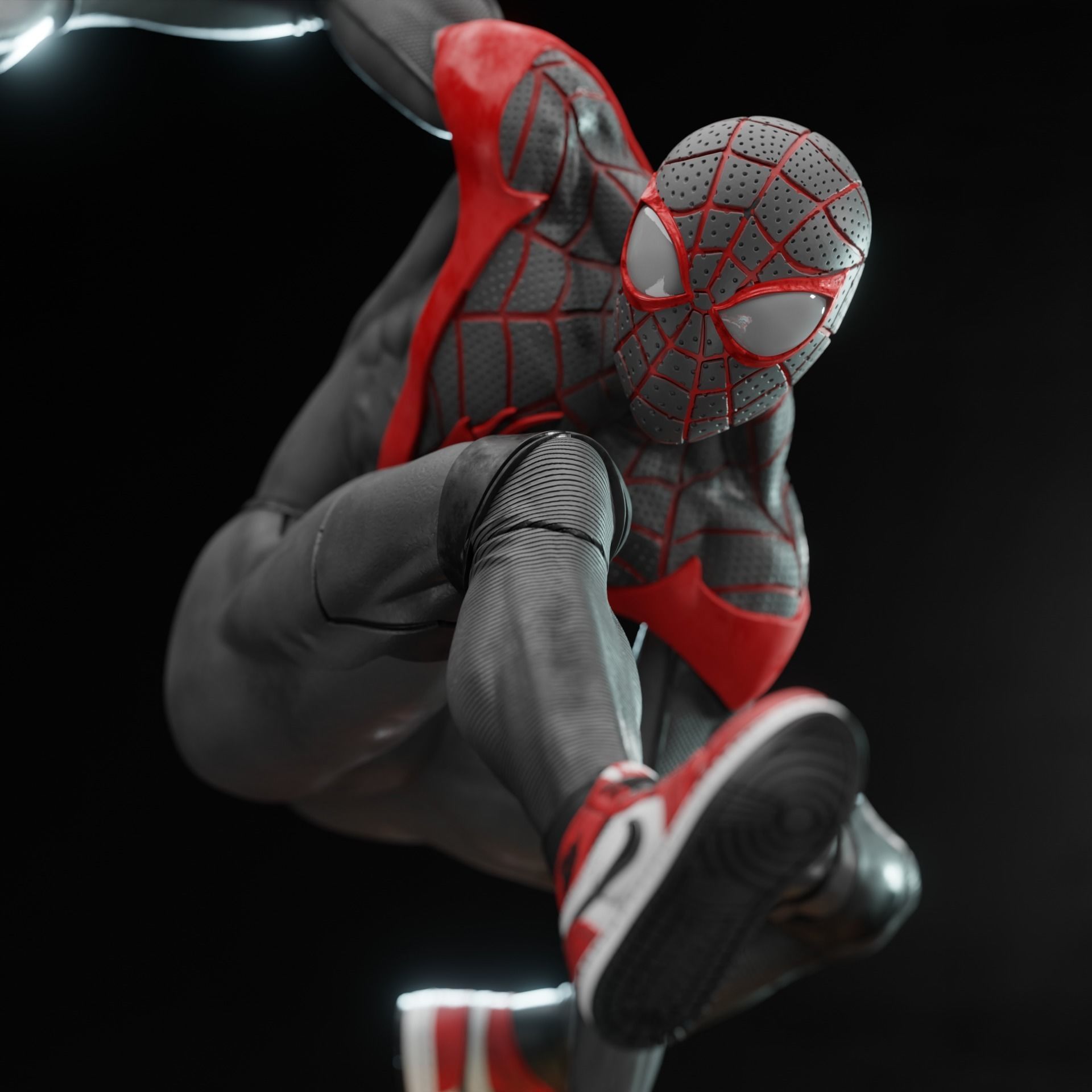 Miles Morales Spider man statue 3D print model_2