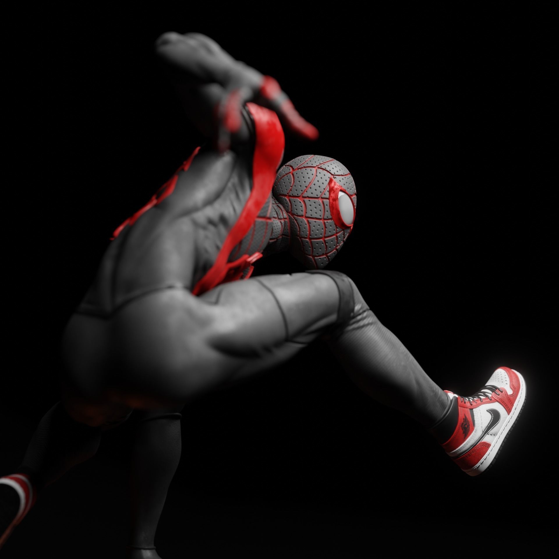 Miles Morales Spider man statue 3D print model_5