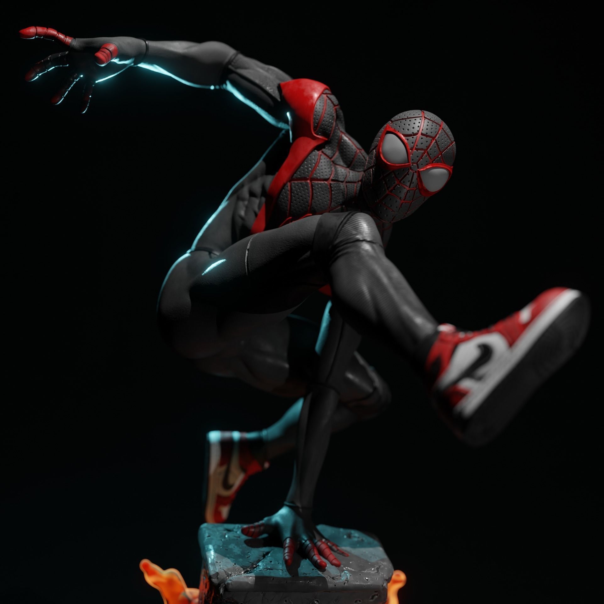 Miles Morales Spider man statue 3D print model_9