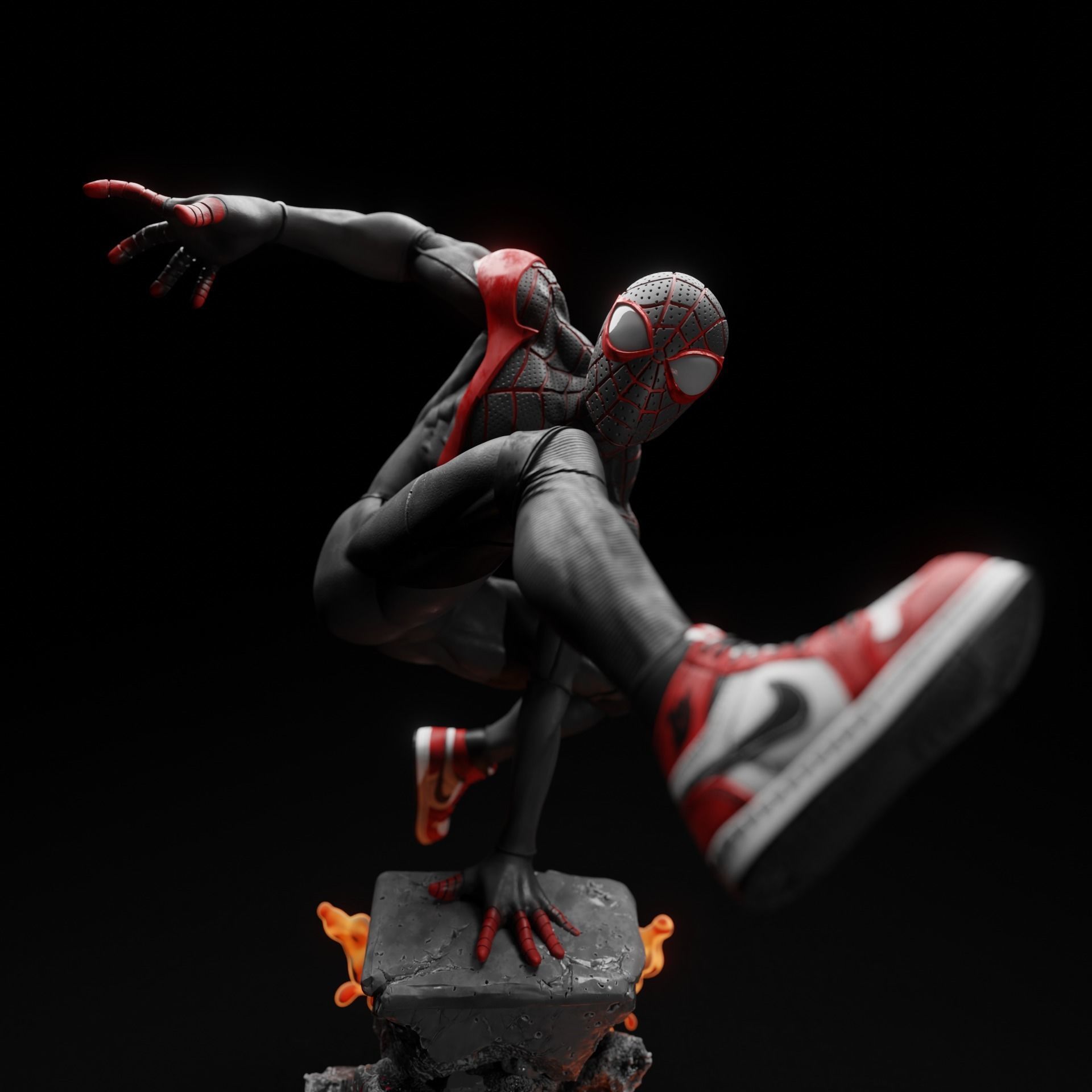 Miles Morales Spider man statue 3D print model_8