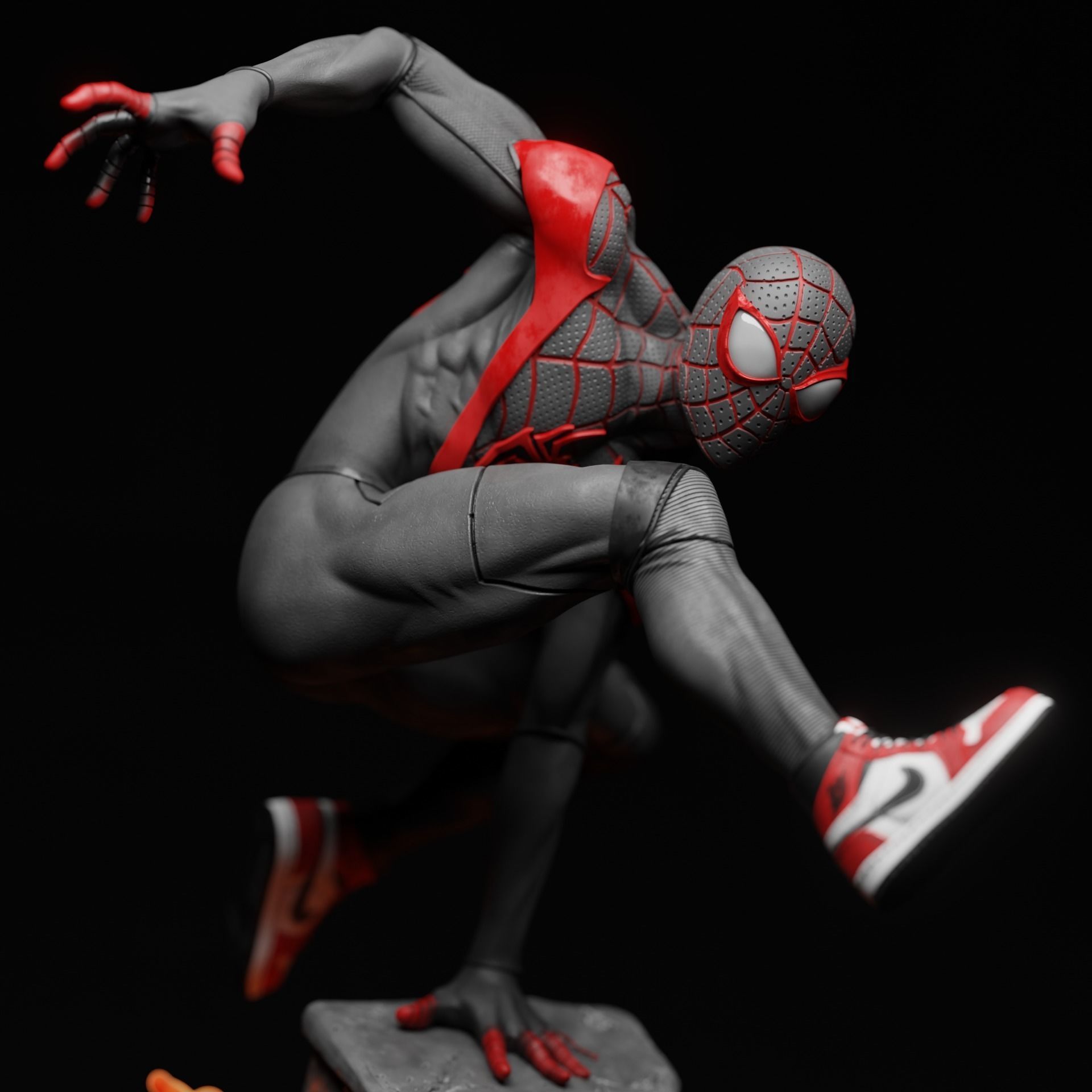 Miles Morales Spider man statue 3D print model_4