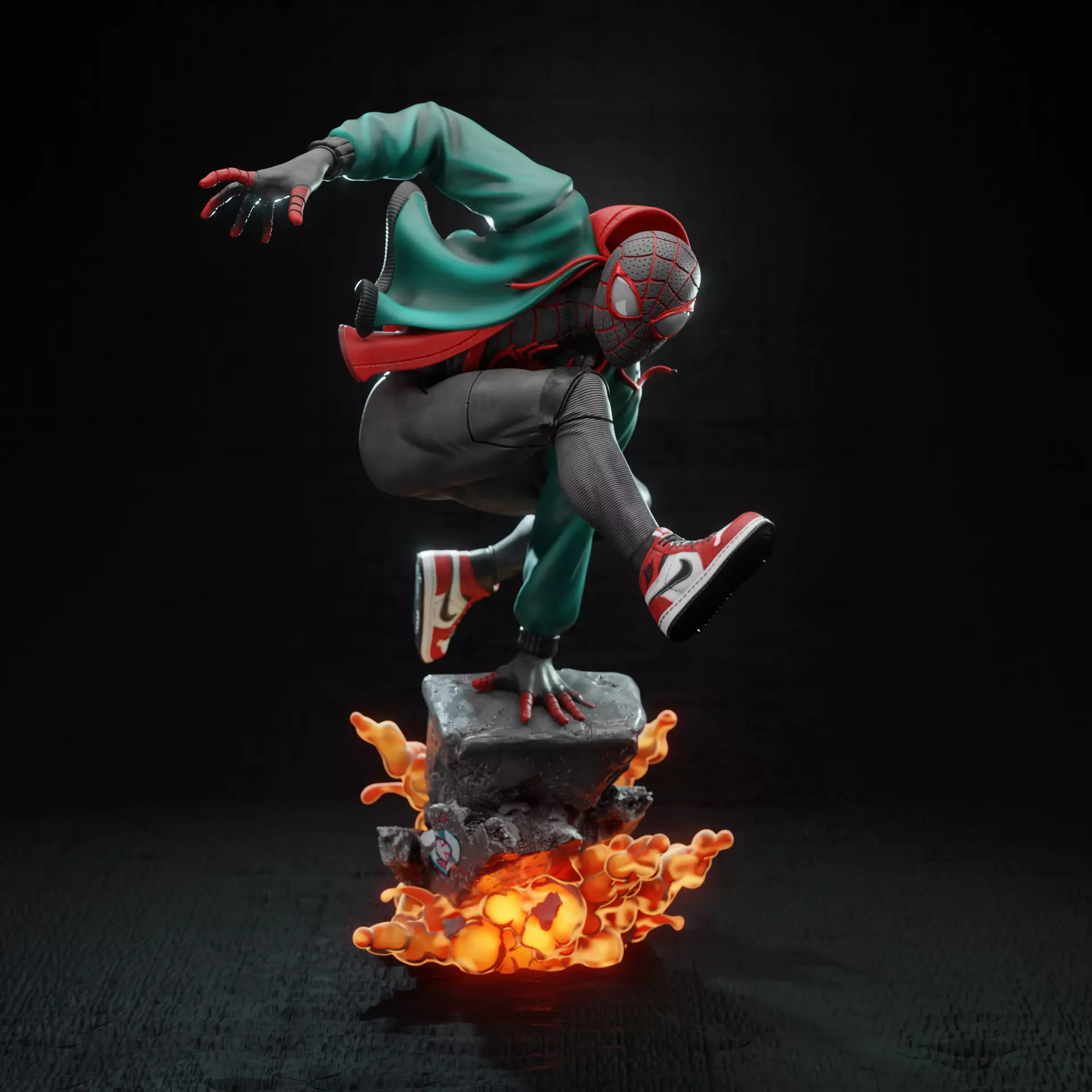 Miles Morales Spider man statue 3D print model_0