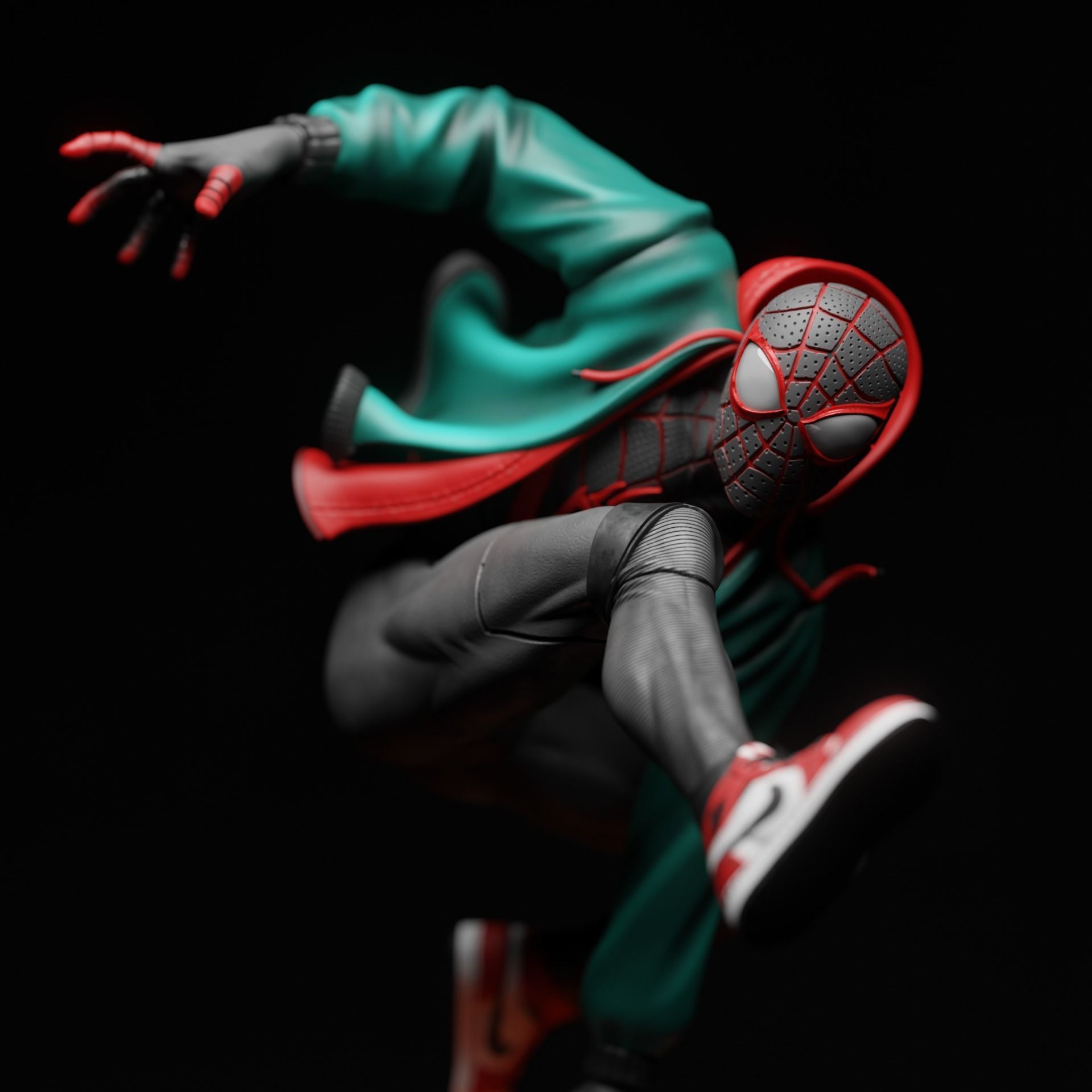 Miles Morales Spider man statue 3D print model_3