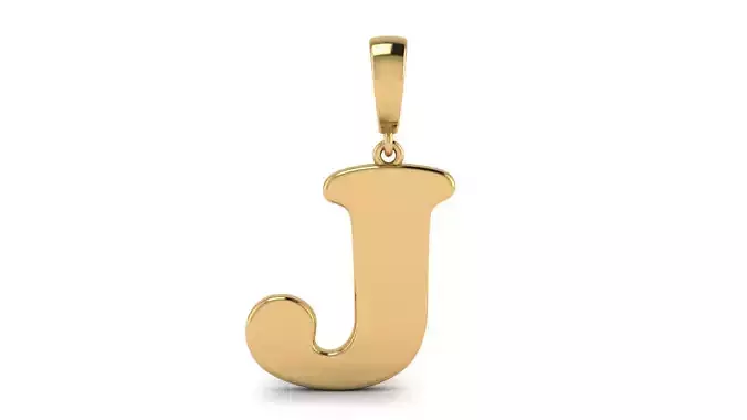 Pendant Alphabet Letter J 15 mm Cooper Black 3D print model