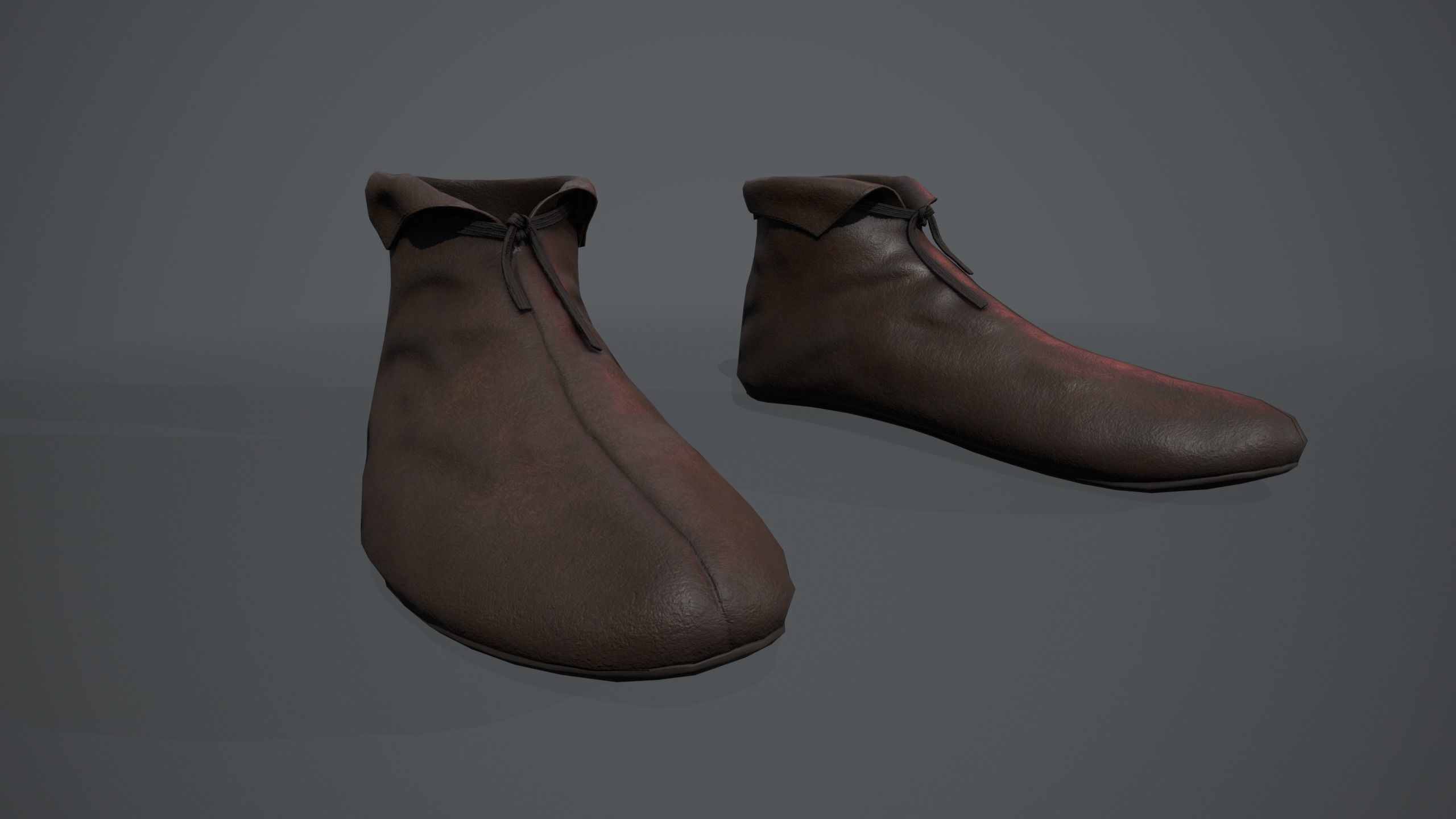 Brown Medieval Shoes  Low-poly 3D model_12