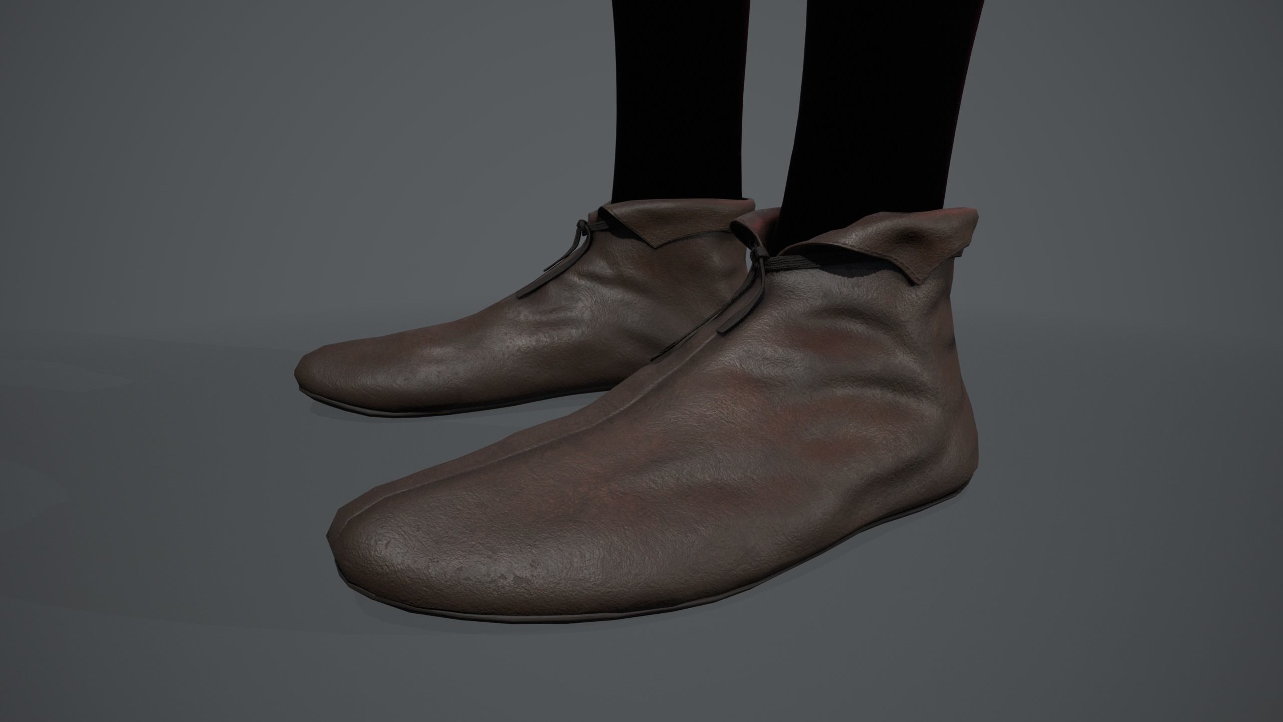 Brown Medieval Shoes  Low-poly 3D model_1