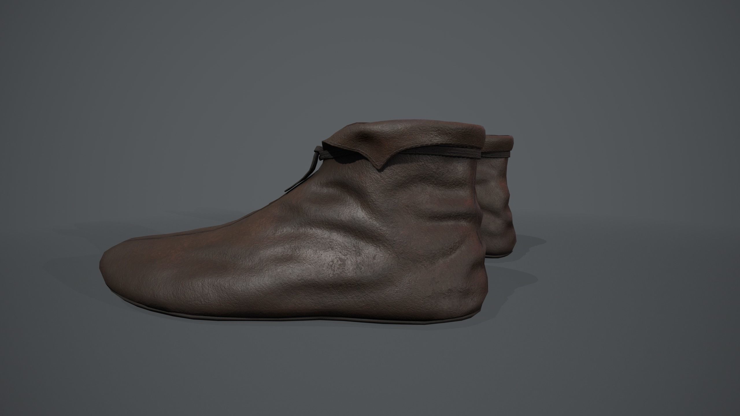 Brown Medieval Shoes  Low-poly 3D model_14