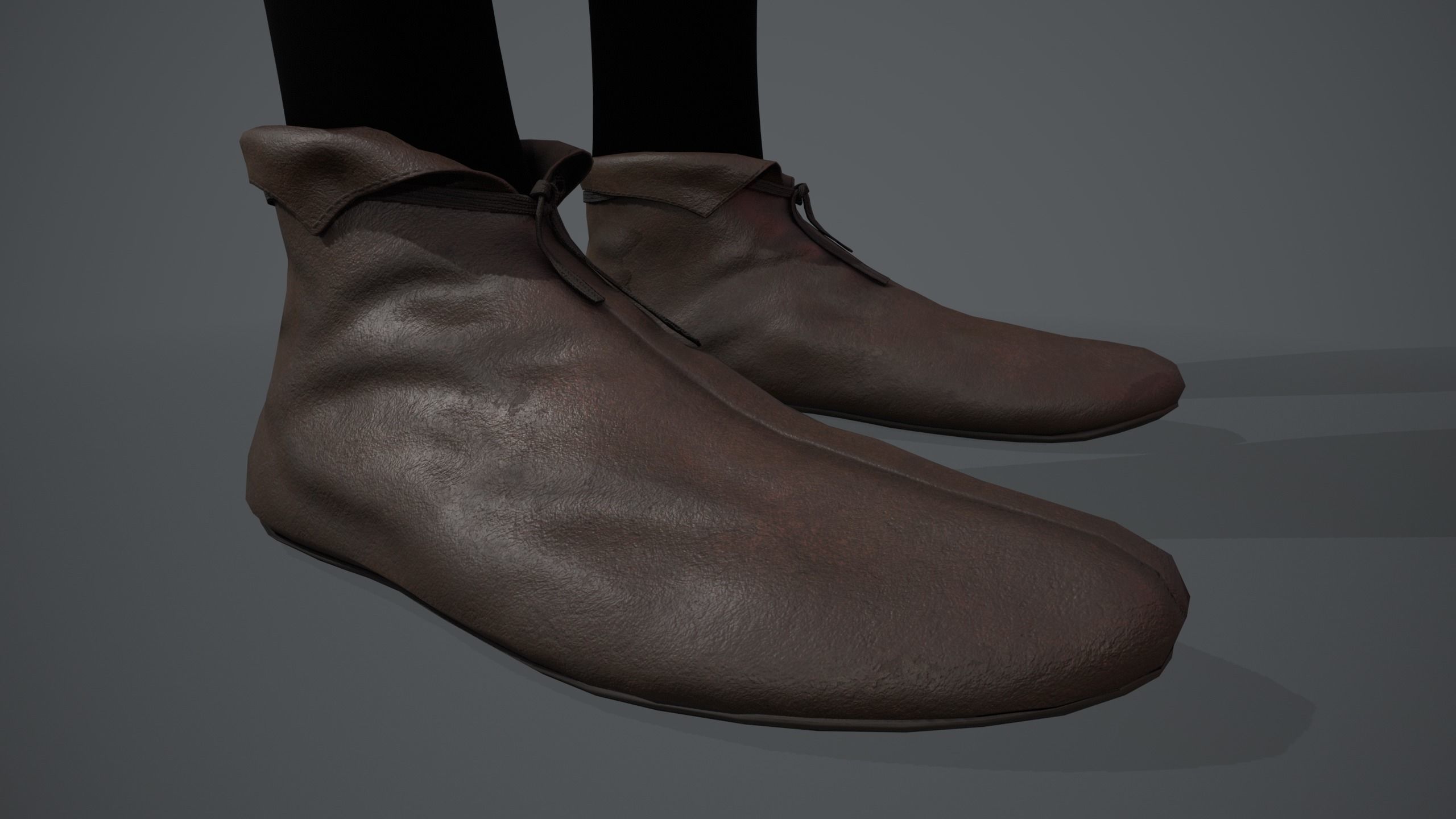 Brown Medieval Shoes  Low-poly 3D model_4