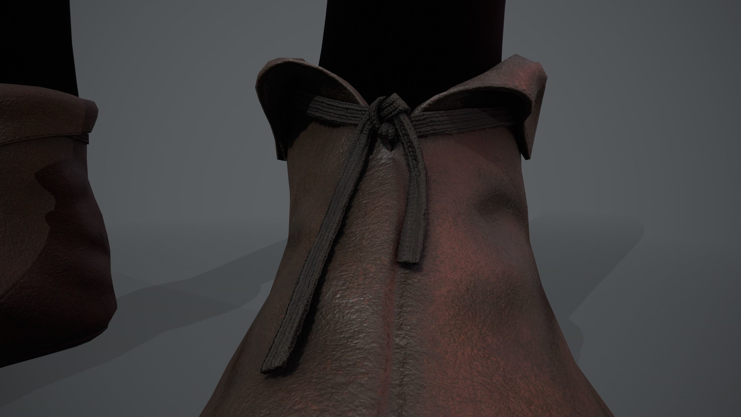 Brown Medieval Shoes  Low-poly 3D model_2