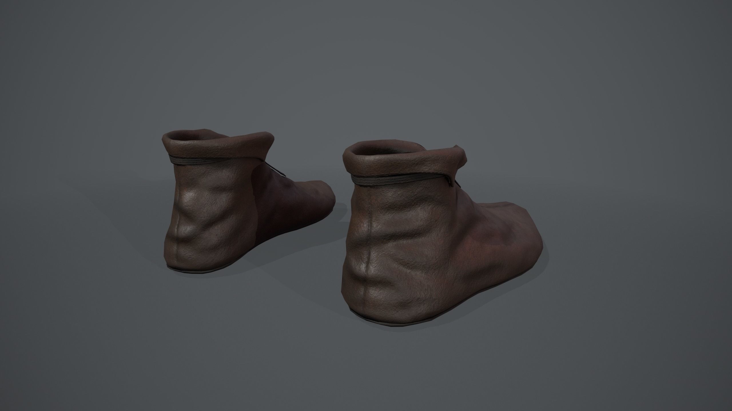 Brown Medieval Shoes  Low-poly 3D model_13