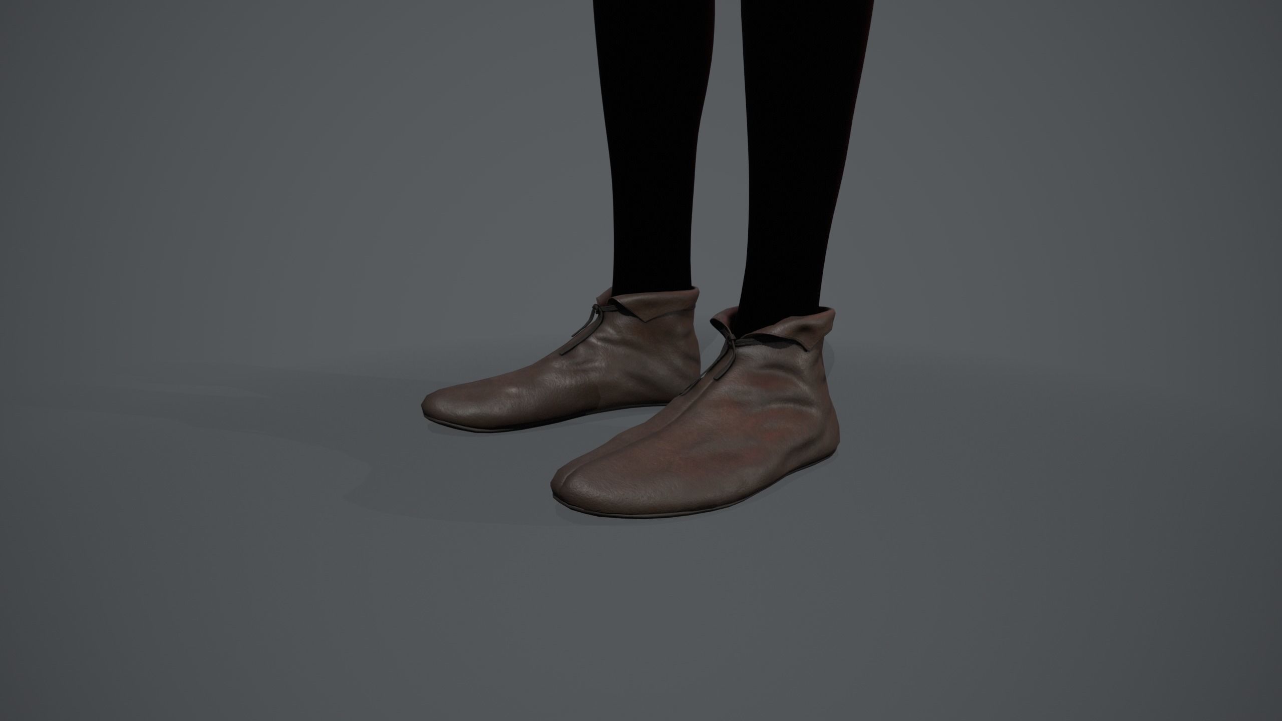 Brown Medieval Shoes  Low-poly 3D model_8