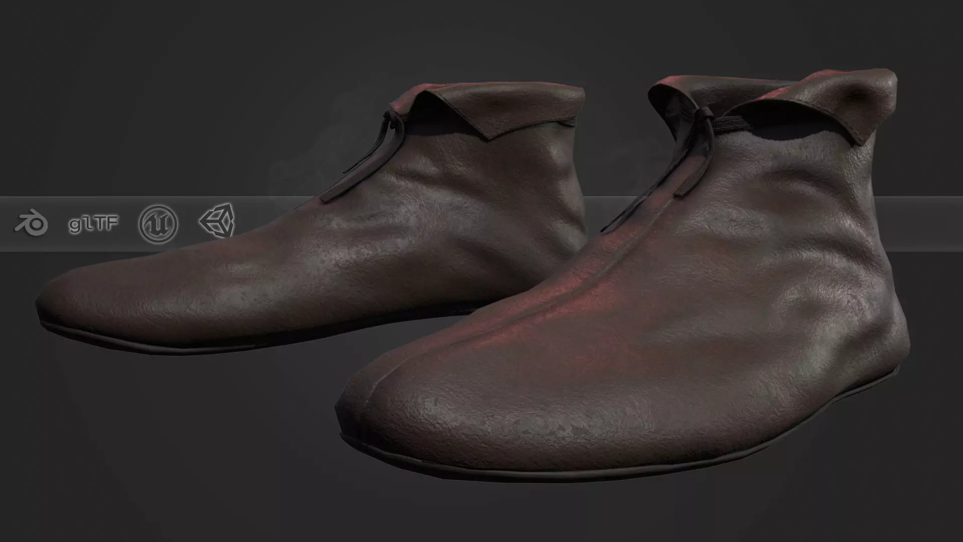 Brown Medieval Shoes  Low-poly 3D model_0