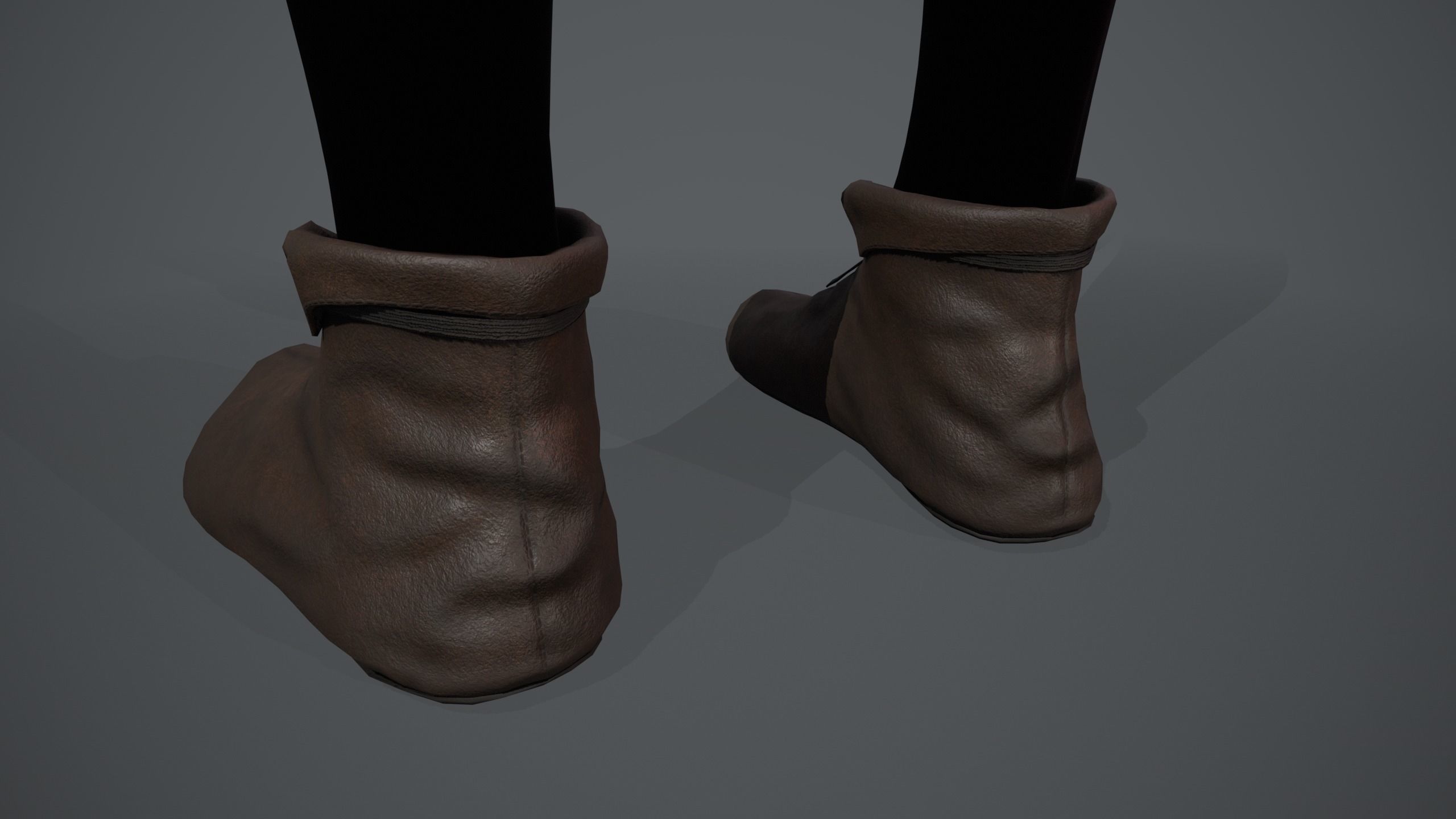 Brown Medieval Shoes  Low-poly 3D model_6