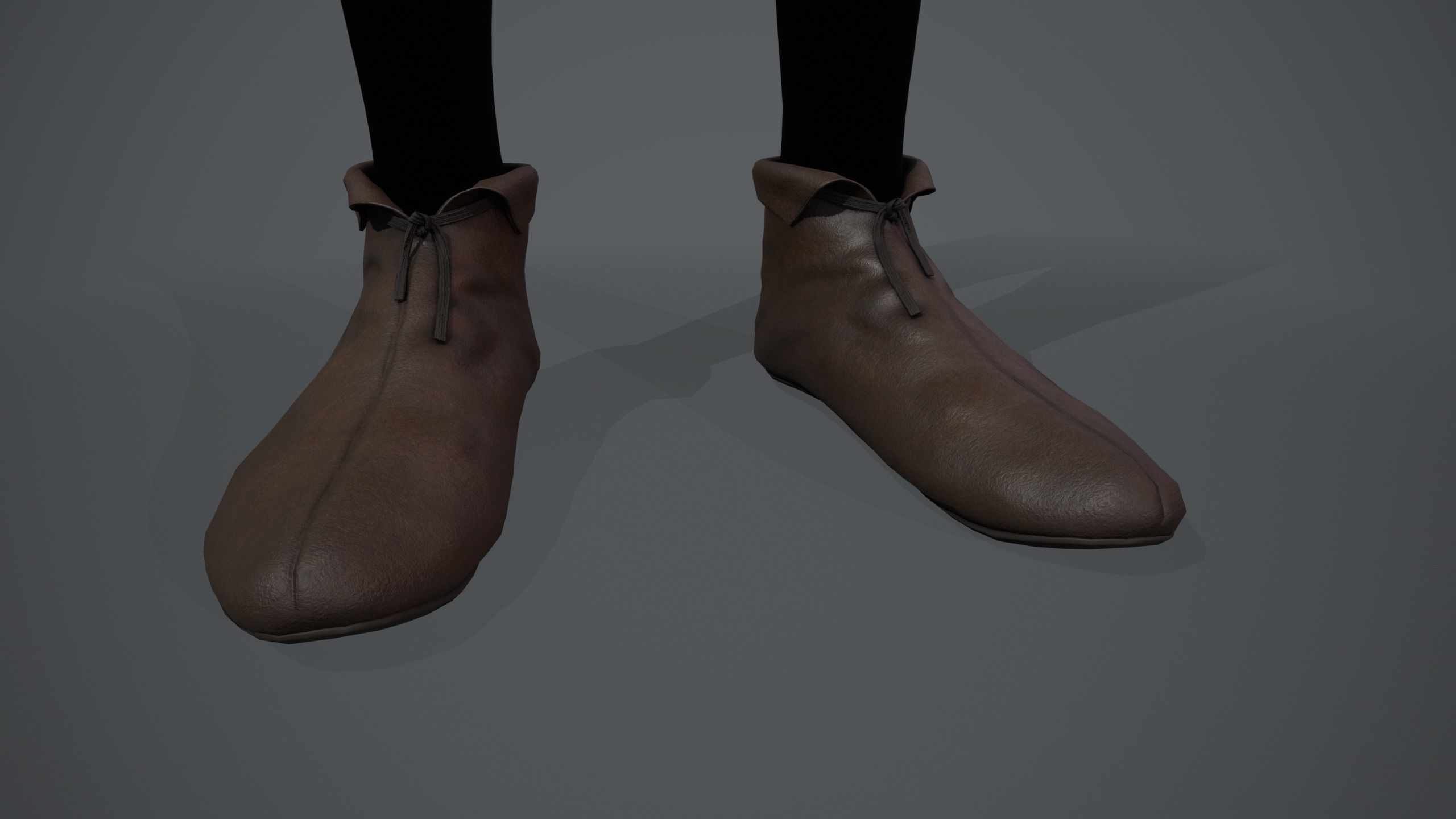 Brown Medieval Shoes  Low-poly 3D model_3