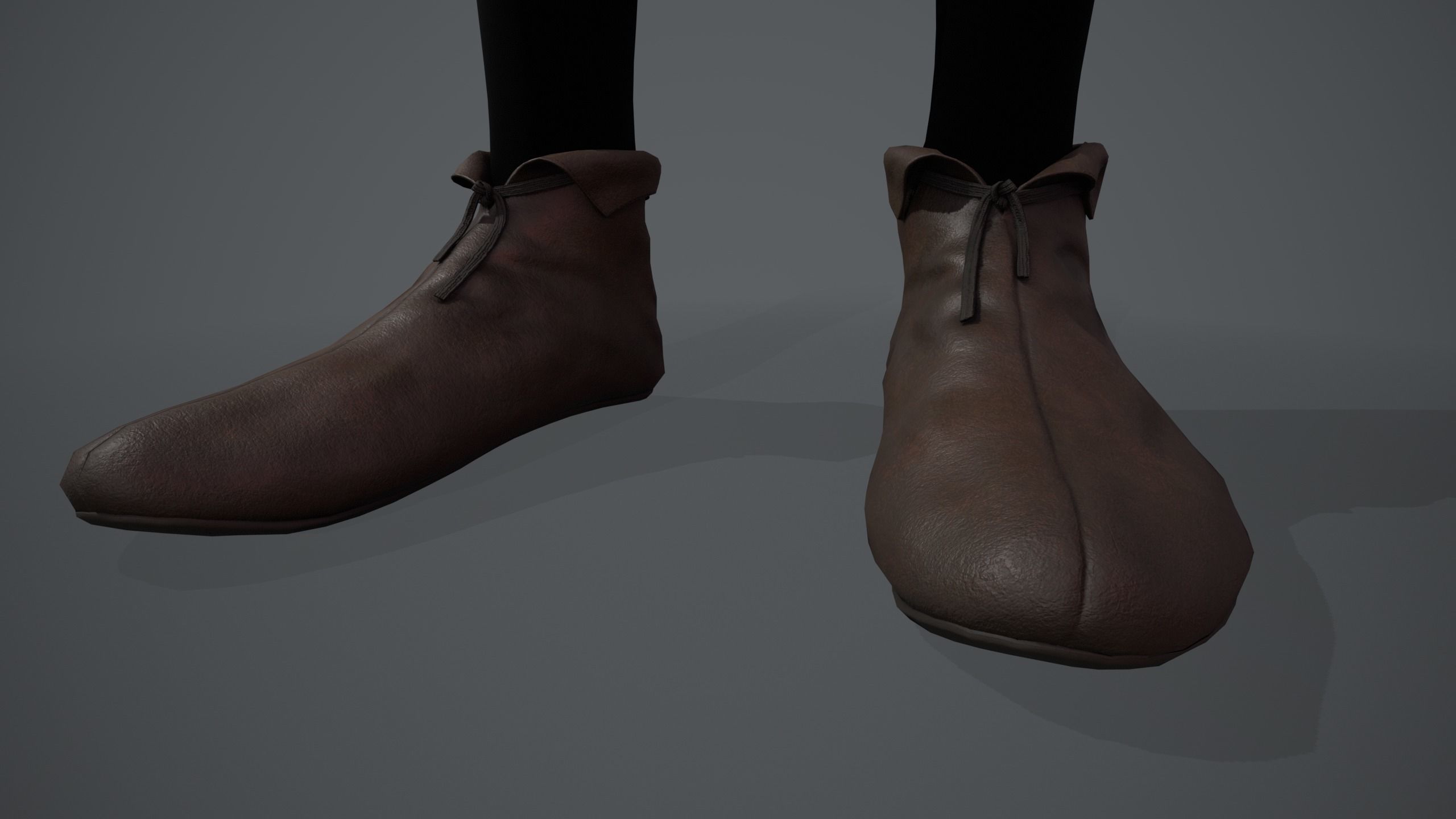 Brown Medieval Shoes  Low-poly 3D model_7