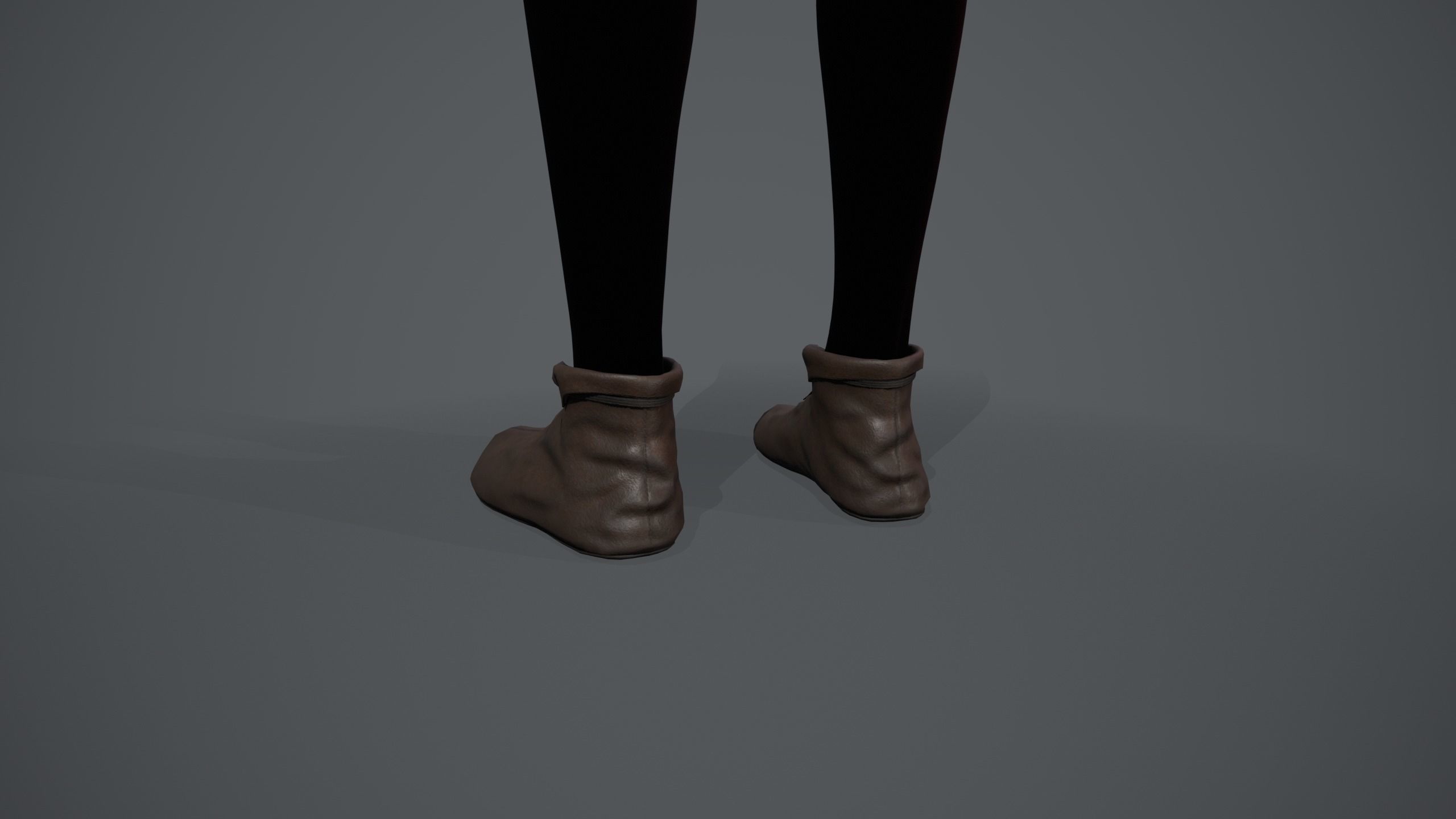 Brown Medieval Shoes  Low-poly 3D model_10