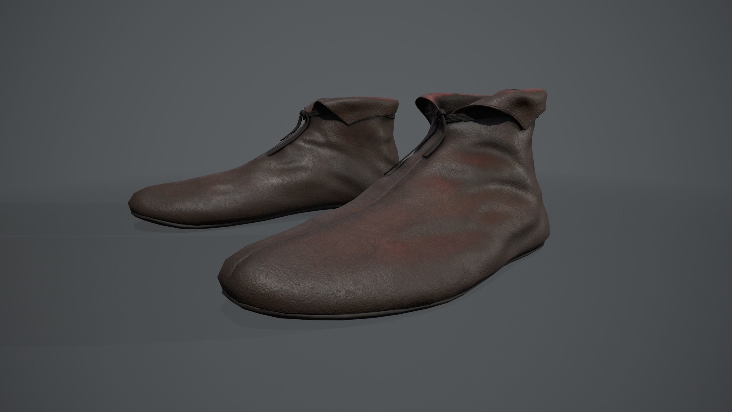 Brown Medieval Shoes  Low-poly 3D model_11