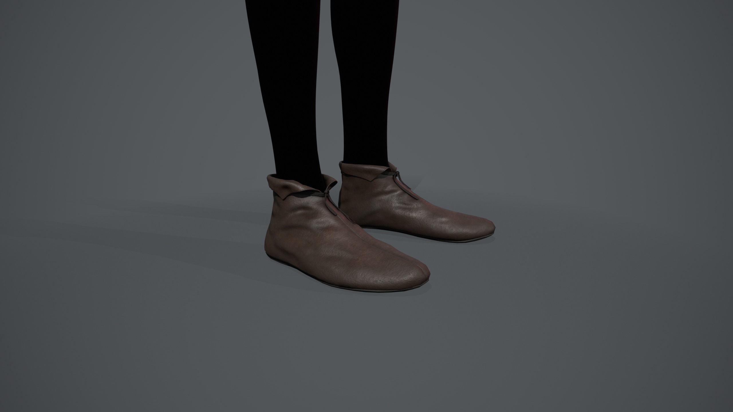 Brown Medieval Shoes  Low-poly 3D model_9