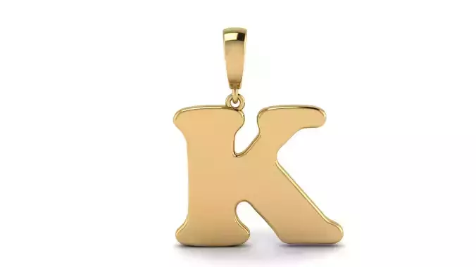 Pendant Alphabet Letter K 15 mm Cooper Black 3D print model