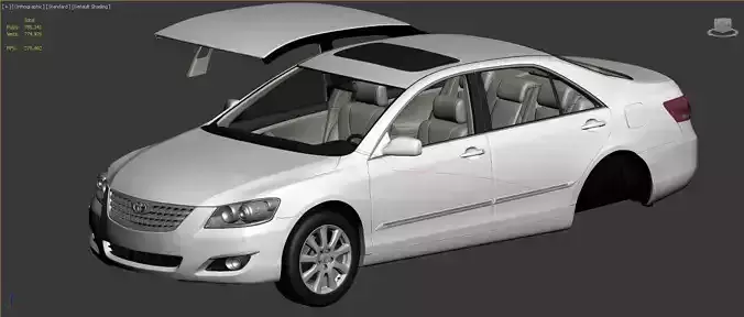 Toyota Aurion 2007 - 2011 with engine and bumpers support  3D model