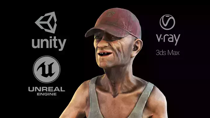 Homeless Person Jerry Low-poly 3D model