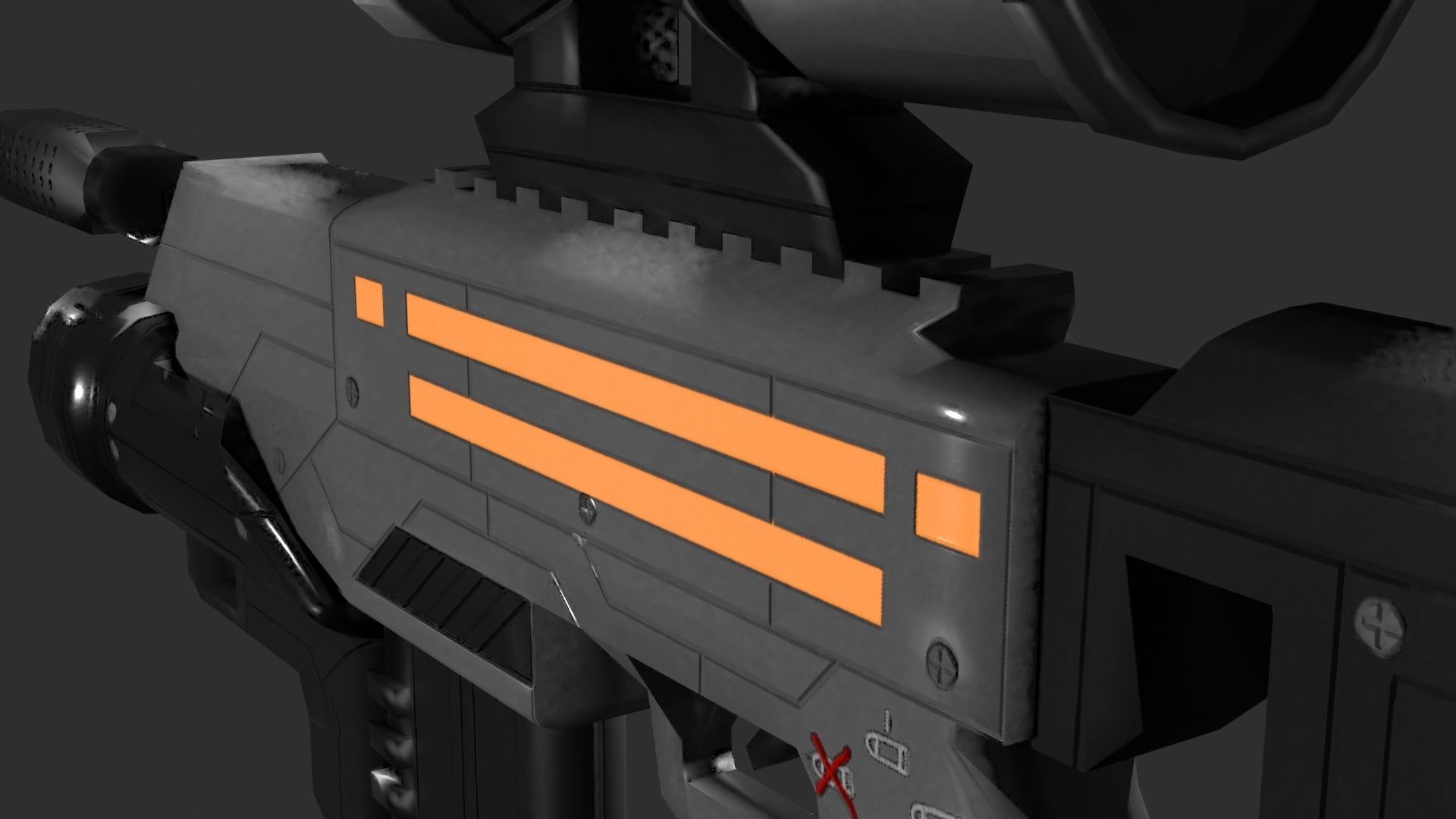 Sci-Fi Battle Rifle Combo Low-poly 3D model_28