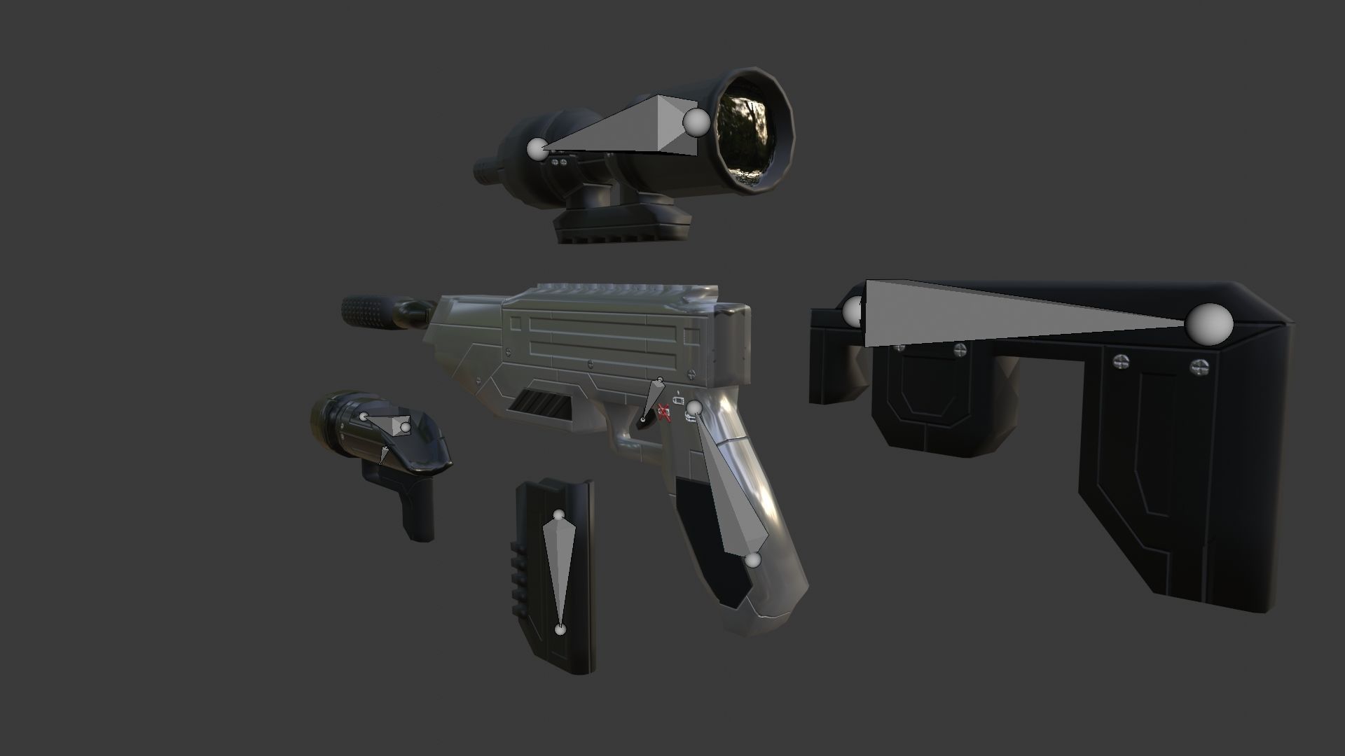 Sci-Fi Battle Rifle Combo Low-poly 3D model_31
