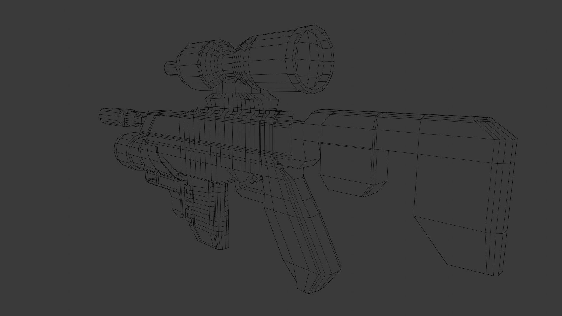 Sci-Fi Battle Rifle Combo Low-poly 3D model_33
